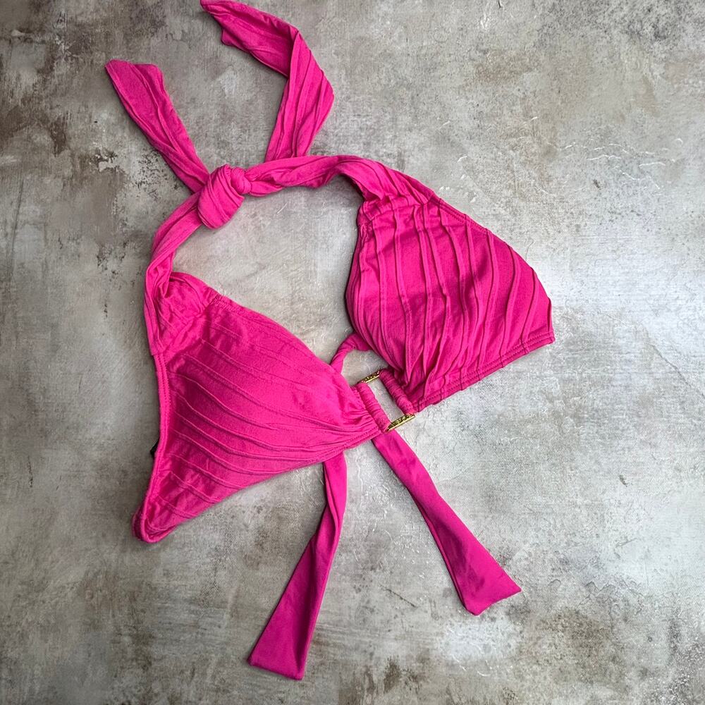 Lauren Ralph Lauren Barbiecore Pink Triangle Halter Swim Bikini Top Size 6
